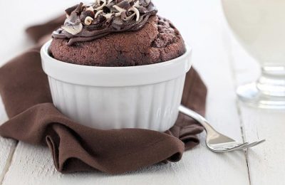 Nachspeise Schokomuffin in der Nahaufnahme