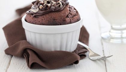 Nachspeise Schokomuffin in der Nahaufnahme