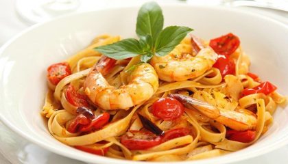 Hauptgang Ttagliatelle mit Garnelen