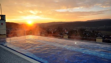 Dachpool Sonnenuntergang im Dachpool