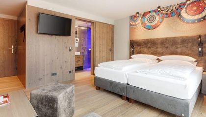 Doppelzimmer Hof Schick Bett im Doppelzimmer Hof Schick