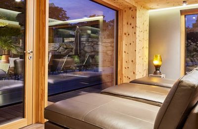 Ruheraum Ausblick Blick vom Bett im Ruheraum nach draußen