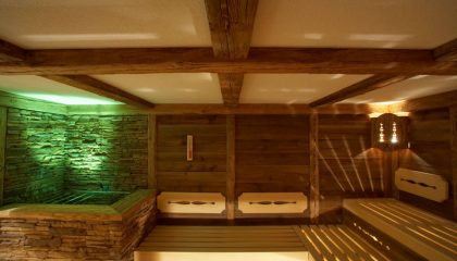 Sauna Grün beleuchtete Sauna