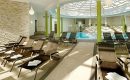 Wellnessbereich Braune Liegen vor Indoor Pool