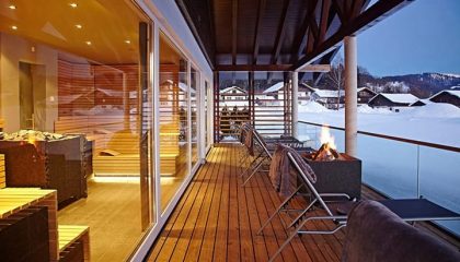 Saunaaussicht Terrasse am Haus am See