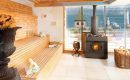 Sauna Sauna bei Tageslicht