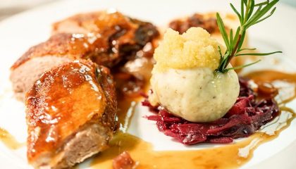 Gericht Frisch zubereitetes Gericht aus der Küche