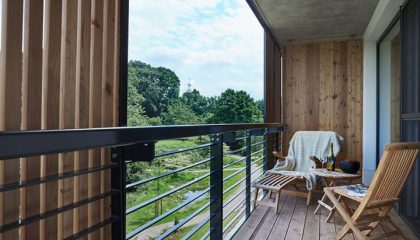 Balkon Blick vom Balkon des Schlafzimmer Landstils