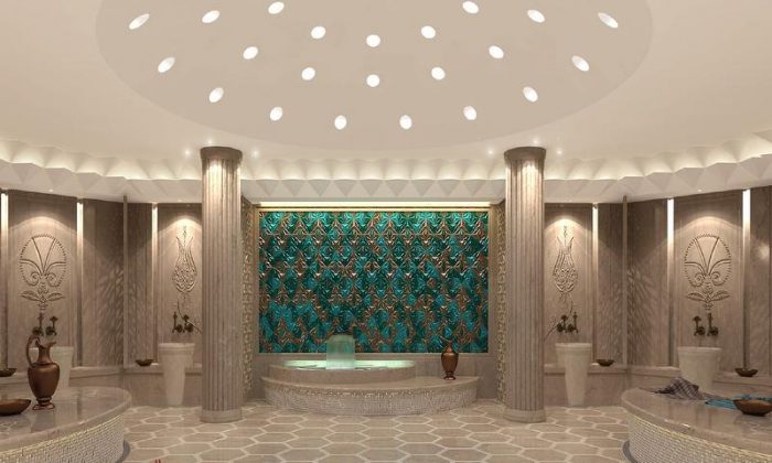 Hamam  Grau grün eingerichtetes Hamambad